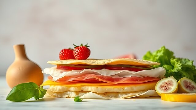 deceptive. Deceptively healthy foods with peeling carb layers, exposing dietary illusions. menu design, packaging mockups, designed for culinary blogs and recipe cards for restaurants.