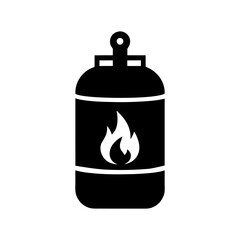Propane Cylinder with Fire Symbol Minimal Fuel Container Icon Design Line Art Vector illustration