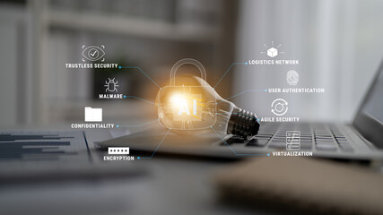 The role of AI in cybersecurity for advanced threat protection and data security. Using AI for malware detection, encryption, and user authentication. Motif