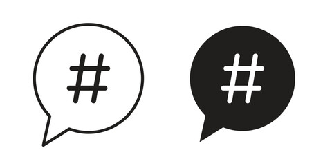 Fototapeta premium Hashtag icon in line design. Simple icon vector