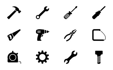 Handyman tools icons vector graphic construction repair equipment maintenance diy toolkit hardware workshop 100 silhouette