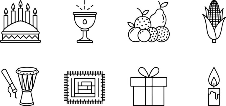 Celebrate Kwanzaa with these symbolic icons of unity, creativity, and faith for a vibrant cultural celebration of African heritage and community values
