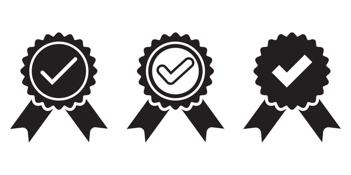 A colorful award badge vectors in various shapes and ribbon styles. Perfect for school projects, certificates, achievements, promotions. Red, Blue, green and Black Colorable and editable. EPS 10