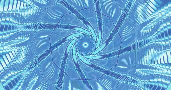 Seamless tunnel video loop showcasing vibrant blue and purple swirling patterns for visual relaxation and entertainment