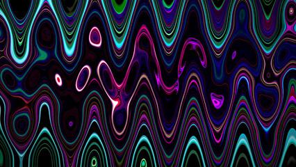 Vertical Neon Wavy Lines Pattern Background, Psychedelic Digital Glitch Art Texture, Vibrant Futuristic Technology and Music Design Wallpaper