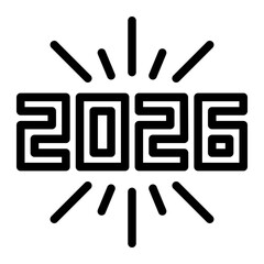 new year line icon