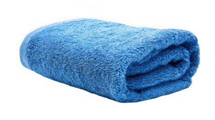 A folded blue towel, ready for use
