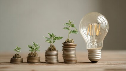 light bulb on wooden background