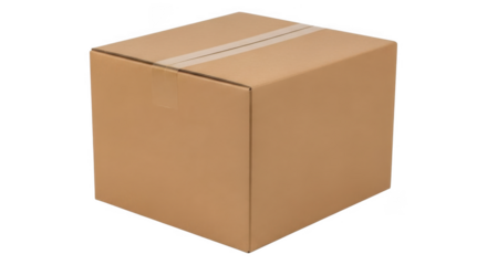 Brown cardboard box, isolated on transparent background, png