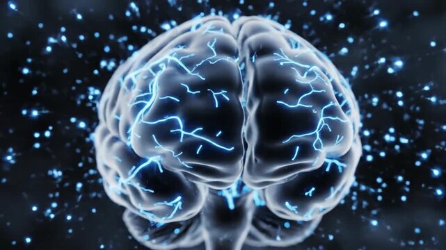 Brain activity, cognitive function and brain health visualization.  Nervous system, brain impulses