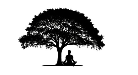 Find your inner peace with serene meditation under a shady tree, perfect for wellness brands, mindfulness campaigns, and promoting a tranquil lifestyle.