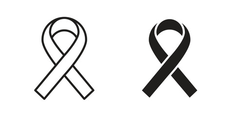 Cancer ribbon icon on white background. Stock vector icon