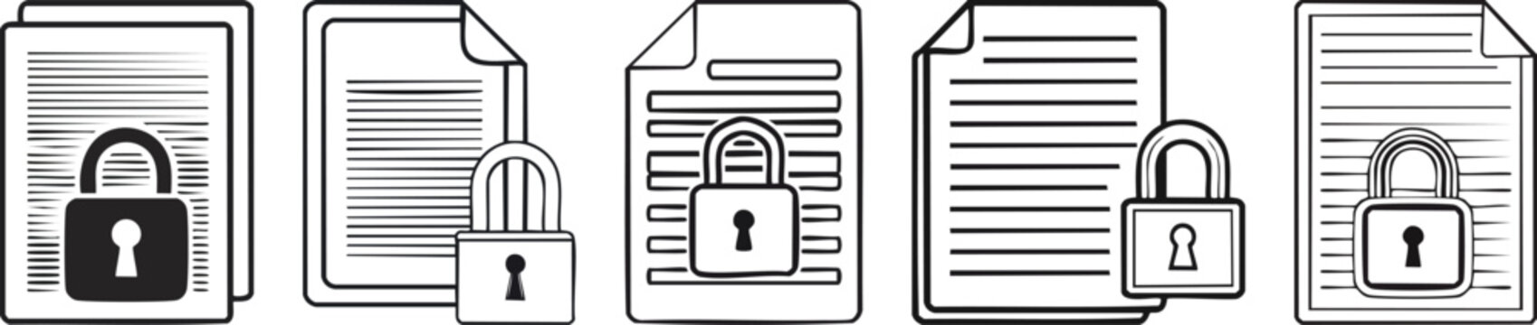 Confidentiality icon featuring locked document outline illustrating secure privacy protection in business communication systems