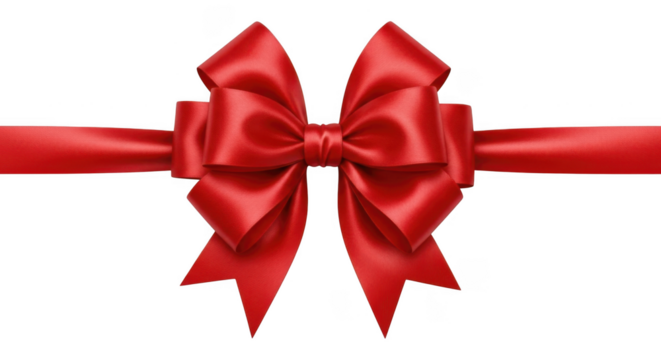 Red bow and ribbon isolated on transparent background png
