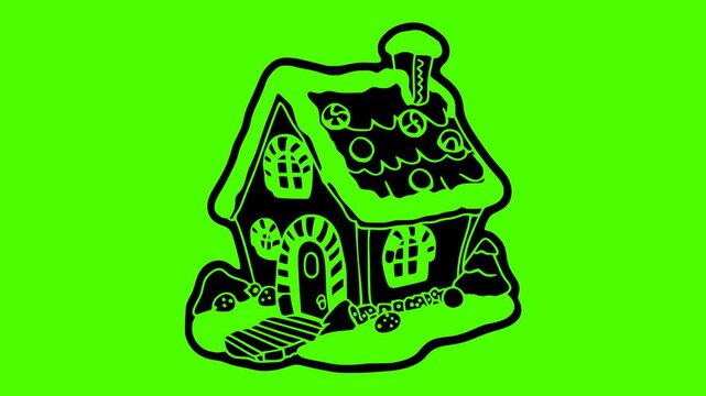 gingerbread illustration green silhouette screen logo video icon holiday outline christmas winter ginger house xmas decoration sweet celebration food shape frosting vector graphic background