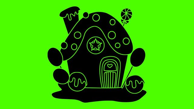 gingerbread illustration green silhouette screen logo video icon holiday outline christmas winter ginger house xmas decoration sweet celebration food shape frosting vector graphic background
