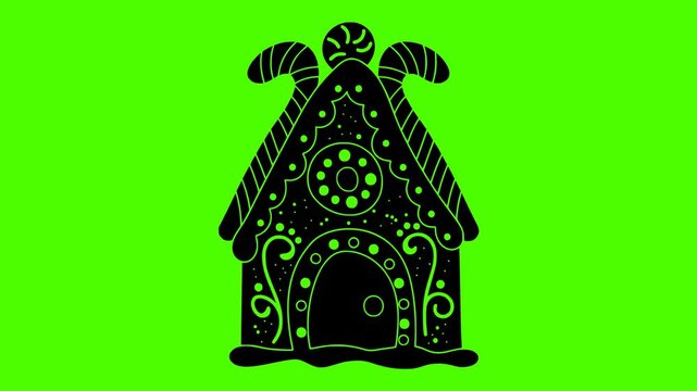 gingerbread illustration green silhouette screen logo video icon holiday outline christmas winter ginger house xmas decoration sweet celebration food shape frosting vector graphic background