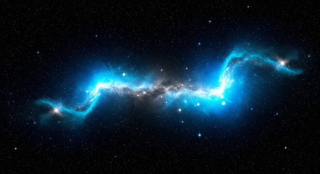 Vibrant blue nebula with bright stars cosmic cloudscape in deep space astronomical background for science and exploration