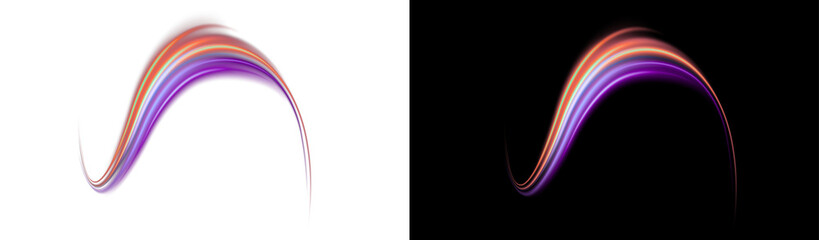 PNG image of Glowing light trails overlay abstract design transparent background