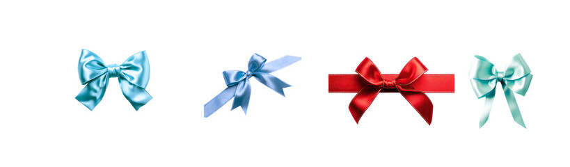 PNG image of Isolated colorful bows on transparent background for gift packaging 