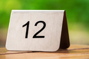 Number 12, cafe or restaurant number or use for a celebration number or date