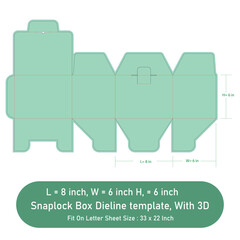 Snap Lock Box Dieline template, Vector illustration