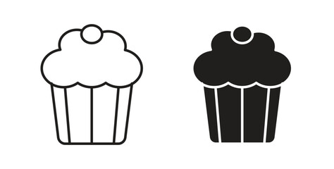 Cupcake icons, vector symbols. filled flat sign