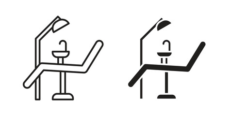 Dentist chair icons, vector symbols. filled flat sign
