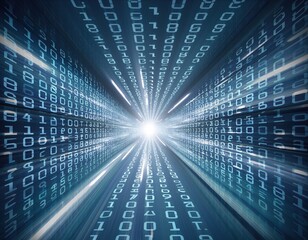 Digital Data Stream: A visual representation of high-speed data transfer, showcasing a stream of binary code rushing through a digital tunnel.