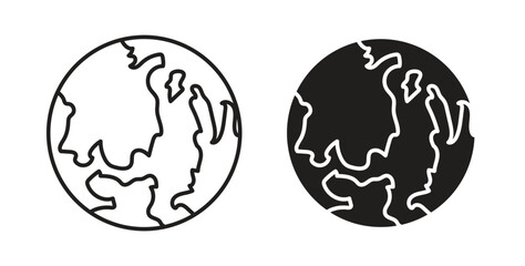 Earth icons, vector symbols. filled flat sign