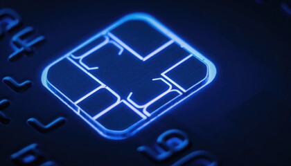 Macro Credit Card Chip: An up-close macro shot of a credit card's embedded microchip, symbolizing secure digital transactions and modern financial technology. The cool.