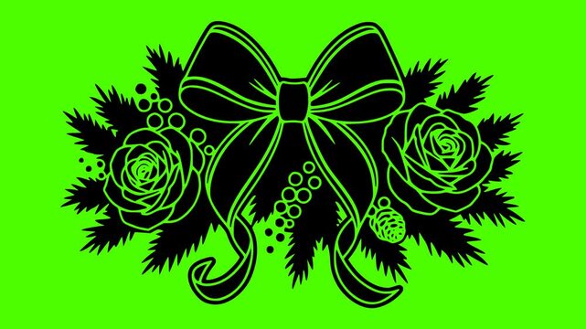 poinsettia illustration green silhouette screen logo video icon wreath outline holiday winter decoration pine christmas branch decor celebration design shape for vector graphic background