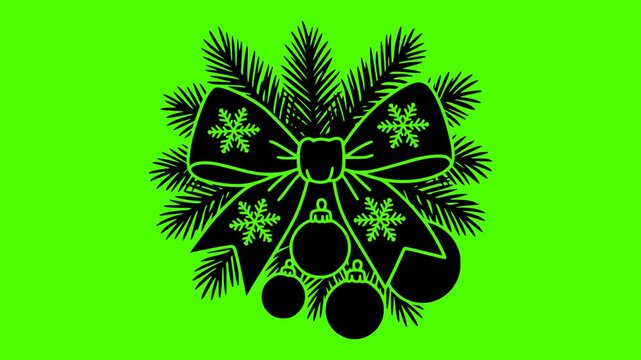 poinsettia illustration green silhouette screen logo video icon wreath outline holiday winter decoration pine christmas branch decor celebration design shape for vector graphic background