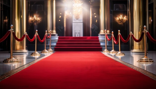 prestigious red carpet entrance with elegant velvet texture for luxury event and vip occasion photography