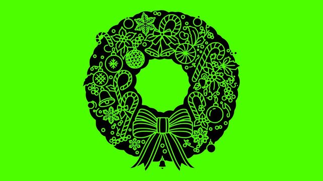 poinsettia illustration green silhouette screen logo video icon wreath outline holiday winter decoration pine christmas branch decor celebration design shape for vector graphic background