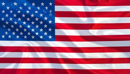 Obraz premium American national flag with red and white stripes and blue canton featuring fifty white stars waving on fabric.