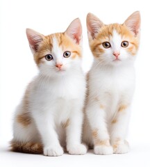 Obraz premium Pair of Orange and White Kittens Posed on White feline