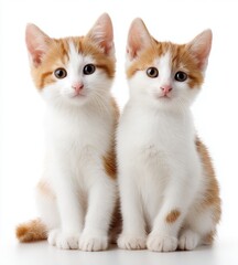 Obraz premium Two Orange and White Kittens Sitting Side by Side feline