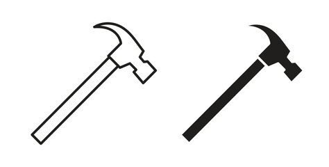 Hammer icons, vector symbols. filled flat sign