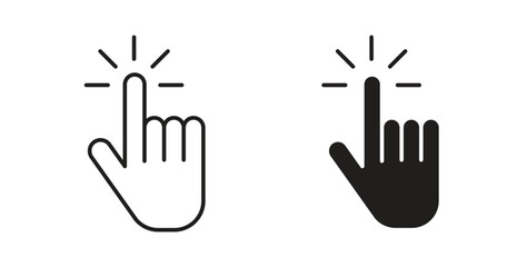 Hand click icons, vector symbols. filled flat sign