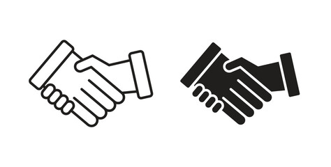 Handshake icons, vector symbols. filled flat sign