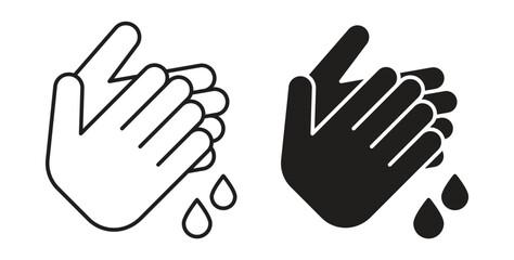 Fototapeta premium Handwashing icons, vector symbols. filled flat sign