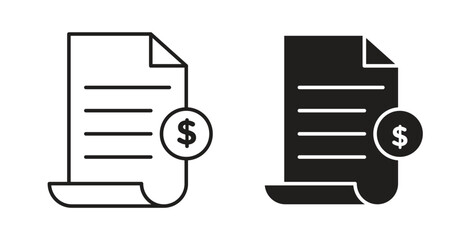 Invoice payment icons, vector symbols. filled flat sign