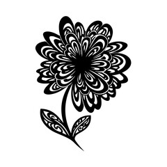 Decorative Black and White Floral Illustration for Design and Aesthetic Projects