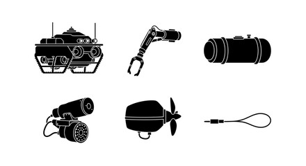 Dive into Deep Sea Exploration with Sleek Underwater Technology Vector Icons Ready for Your Next Cutting-Edge Project or Futuristic Design Concept