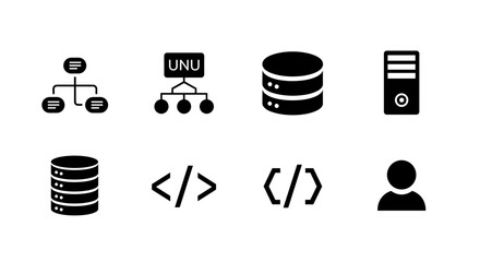 Streamlined database and server icons for modern web development projects, offering a clean and professional look for UI design and tech presentations