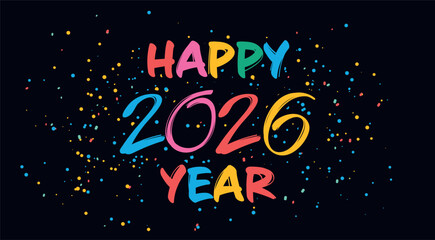 A festive vector illustration featuring elegant New Year's greetings  against a deep, dark background. This stylish graphic is perfect for holiday cards, seasonal banners, or digital celebrations