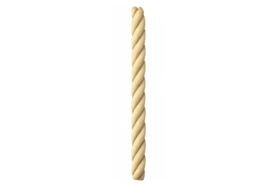 Rope with twisted fibers vertically against a transparent background, depicting strength, connection, and security