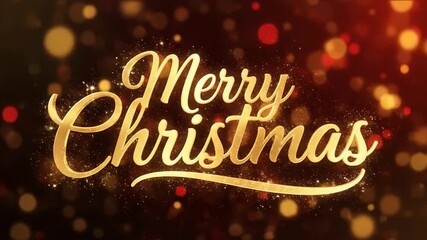 Festive Sparkling Merry Christmas Title Animation with Golden Particles and Bokeh Lights