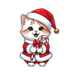 A cat dressed in santa claus costume